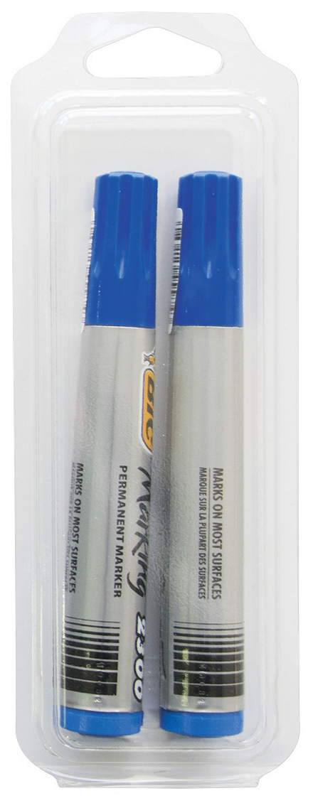 2 marqueurs permanents bleus corps plastique (blister) TALIAPLAST - 401091