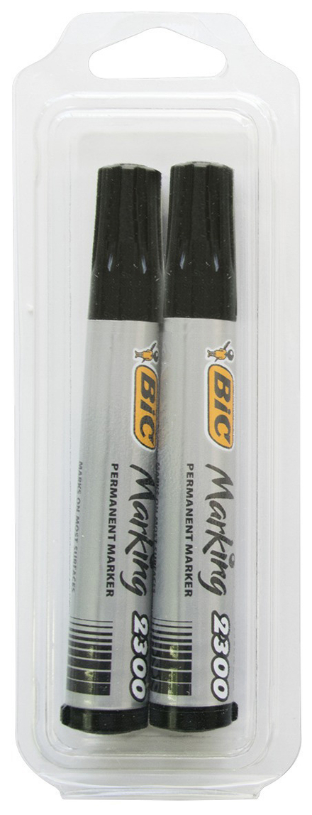 2 marqueurs permanents noirs corps plastique (blister) TALIAPLAST - 401092