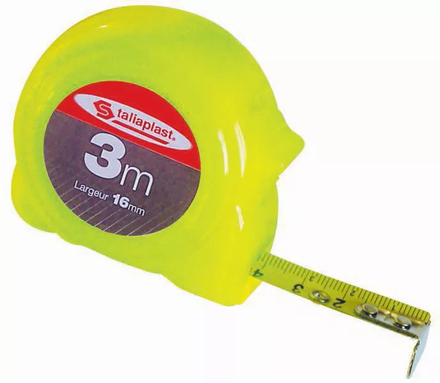 TRIPLE METRE BOITIER FLUO JAUNE 16MM TALIAPLAST - 490203