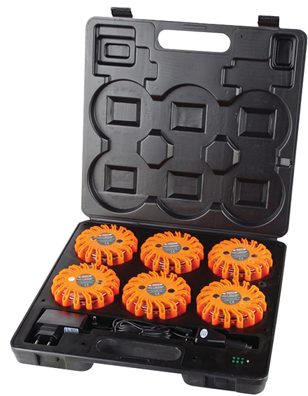 Lampe Balises led (valise 6 pcs) rechargeables + magnetiques TALIAPLAST - 500205