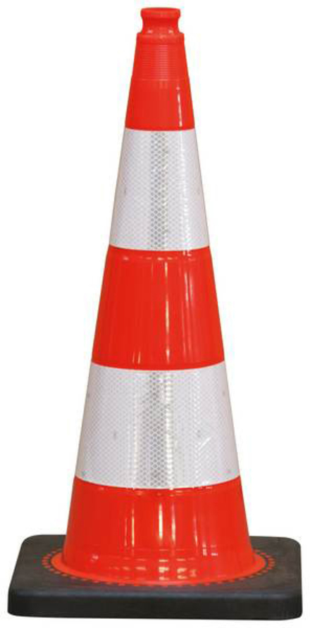 CONE PLASTIQUE FLUO 75CM PVC RETRO C2 PIED CAOUT.4KG TALIAPLAST - 520802