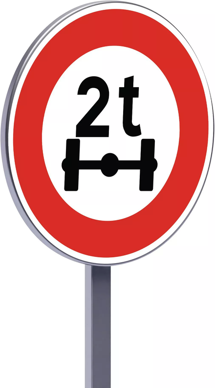 Panneau permanent B13a 450 c1 interdit aux véhicules pesant sur un essieu plus de … TALIAPLAST - 522615