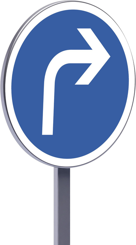 Panneau permanent B21c1 650 c1 direction obligatoire à la prochaine intersection à droite TALIAPLAST - 522771