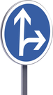 Panneau permanent B21d1 850 c2 direction obligatoire tout droit ou à droite TALIAPLAST - 522873