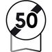 Panneau Fin de limitation de vitesse 50 Km/h B33 850 mm classe T1 + PIED - TALIAPLAST - 524022