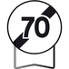 Panneau Fin de limitation de vitesse 70 Km/h B33 850 mm classe T1 + PIED - TALIAPLAST - 524023