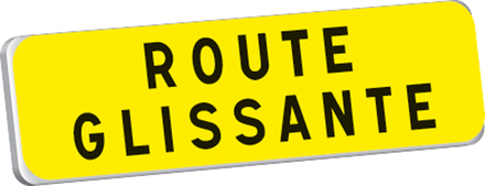 Panonceau ROUTE GLISSANTE KM9 classe T1 900 x 250 TALIAPLAST - 525206