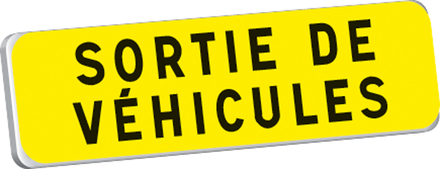 Panonceau SORTIE DE VEHICULES KM9 classe T1 900 x 250 TALIAPLAST - 525218