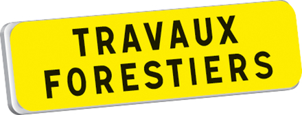 Panonceau TRAVAUX FORESTIERS KM9 classe T1 900 x 250 TALIAPLAST - 525226