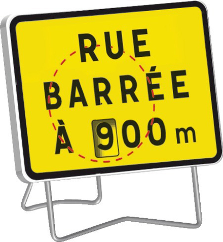 Panneau temporaire Kc1 t1 rue barree a .00m (avec disque a chiffres) TALIAPLAST - 525623