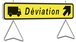 Panneau de déviation temporaire Poids lourds à droite KD43b classe T1 + PIED - TALIAPLAST - 526023