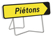 Panneau temporaire Kd 1000x300 pietons fleche amovible pied lyonnais TALIAPLAST - 527013