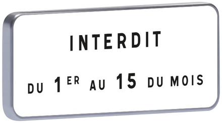 M6b1-500X200-Classe 2-Interdit du 1er au 15 du mois TALIAPLAST - 527720