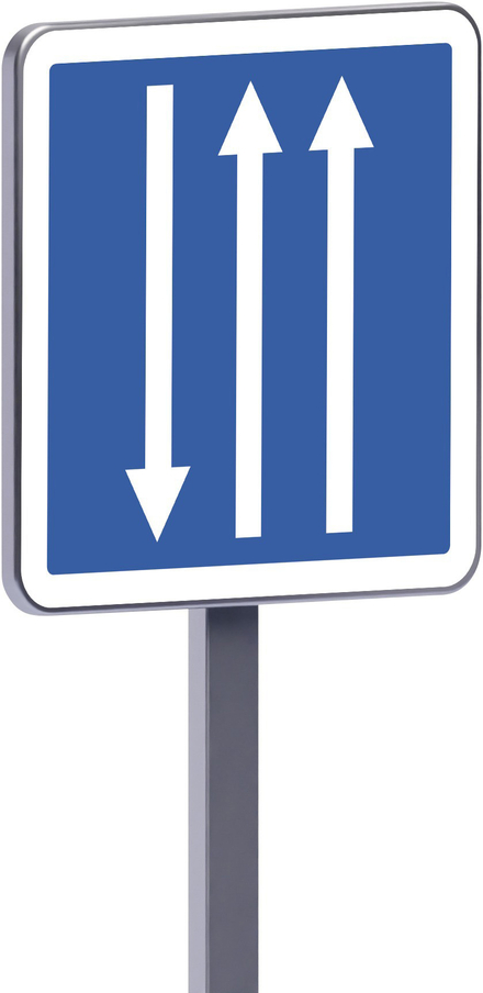 Panneau permanent C29b 500x500 c2 créneau de dépassement à 3 voies affectées TALIAPLAST - 528121