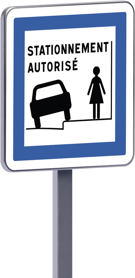 Panneau permanent Ce50n 700x700 c2 autorisation de stationner sur le trottoir sous conditions TALIAPLAST - 528495