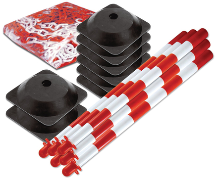 Lot 6 poteaux support 1,5kg + chaine 25m +2 pieds 2,5kg TALIAPLAST - 530319