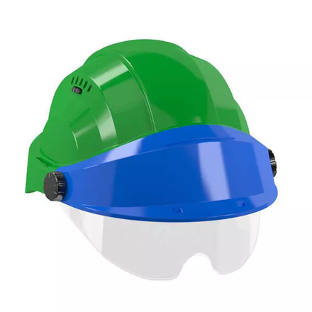 CASQUE 'ORIZON' VERT VISIERE BLEUE AVEC LUNETTE TALIAPLAST - 563734