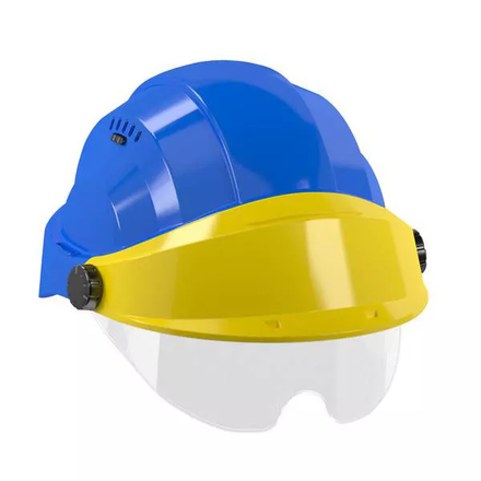 CASQUE 'ORIZON' BLEU VISIERE JAUNE AVEC LUNETTE TALIAPLAST - 563742