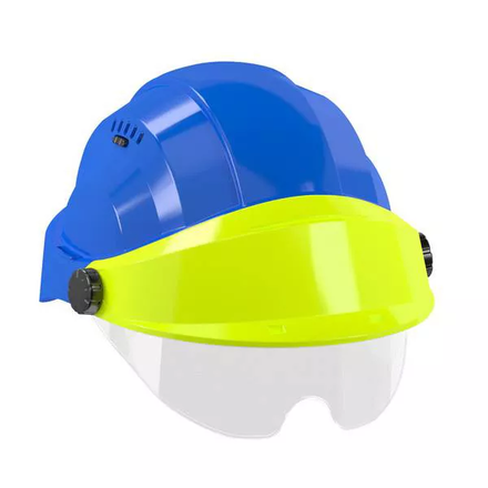 CASQUE 'ORIZON' BLEU VISIERE FLUO JAUNE AVEC LUNETTE TALIAPLAST - 563747