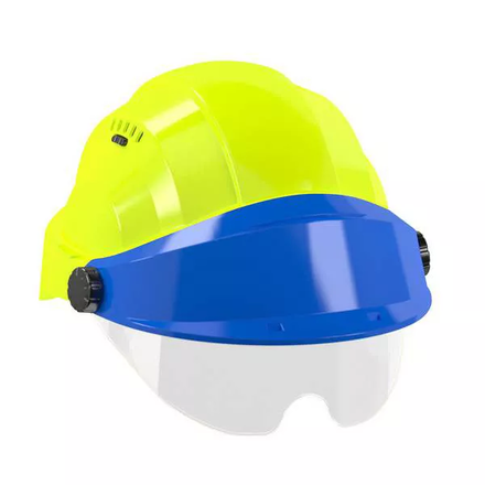 CASQUE 'ORIZON' FLUO JAUNE VISIERE BLEUE AVEC LUNETTE TALIAPLAST - 563774 - TALIAPLAST - 563774