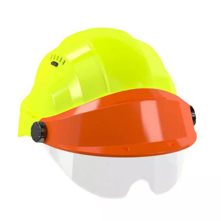 CASQUE 'ORIZON' FLUO JAUNE VISIERE ORANGE AVEC LUNETTE TALIAPLAST - 563775