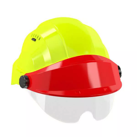 CASQUE 'ORIZON' FLUO JAUNE VISIERE ROUGE AVEC LUNETTE TALIAPLAST - 563776