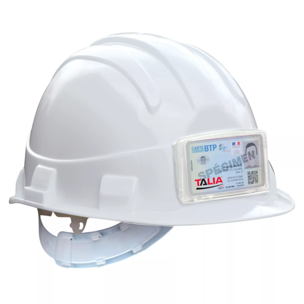 Casque de chantier OPALE blanc avec porte badge spécial BTP TALIAPLAST - 564271