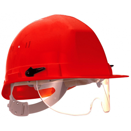 Casque TALIAPLAST polyéthylène à molette avec lunette intégrée Visiocéanic Rouge- 564826