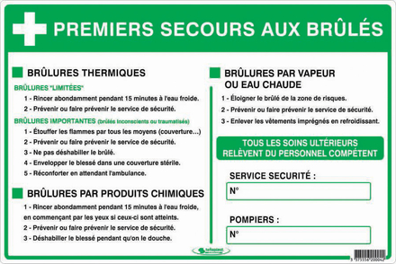 GUIDE DES PREMIERS SOINS AUX BRULES 450X300mm TALIAPLAST - 620004