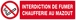 Panneau rigide INTERDICTION DE FUMER CHAUFFERIE AU MAZOUT 200x52mm TALIAPLAST - 620223