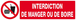 INTERDICTION DE MANGER OU DE BOIRE 200x52mm TALIAPLAST - 620229
