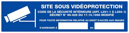 Panneau rigide SITE SOUS VIDEOPROTECTION 200x52mm TALIAPLAST - 620238