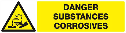Panneau rigide DANGER, SUBSTANCES CORROSIVES 200x52mm TALIAPLAST - 620309