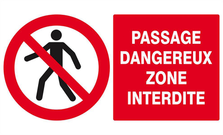 PASSAGE DANGEREUX ZONE INTERDITE 330x200mm TALIAPLAST - 621203