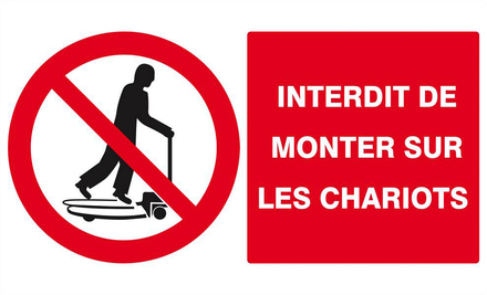 INTERDIT DE MONTER SUR LES CHARIOTS 330x200mm TALIAPLAST - 621230