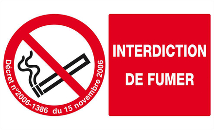 INTERDICTION DE FUMER (DECRET DU 15/11/2006) 330x200mm TALIAPLAST - 621335