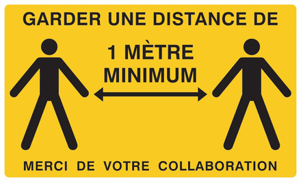 Signalétique COVID-19 Garder une distance de 1 metre minimum 330x200mm(jaune) TALIAPLAST - 621902