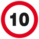 Panneau rigide INTERDIT DE ROULER A PLUS DE 10 KM/H D.300mm TALIAPLAST - 622260