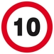 Panneau rigide INTERDIT DE ROULER A PLUS DE 10 KM/H D.300mm TALIAPLAST - 622260