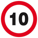 Panneau rigide INTERDIT DE ROULER A PLUS DE 10 KM/H D.420mm TALIAPLAST - 623260