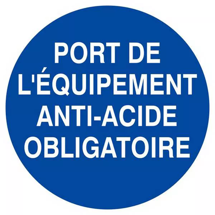 Panneau rigide PORT DES EQUIPEMENTS ANTI-ACIDE OBLIGATOIRE D.420mm TALIAPLAST - 623534
