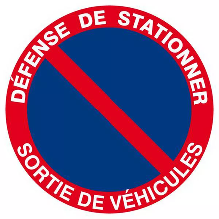 Panneau rigide DEFENSE DE STATIONNER SORTIE DE VEHICULES D.80mm TALIAPLAST - 624211
