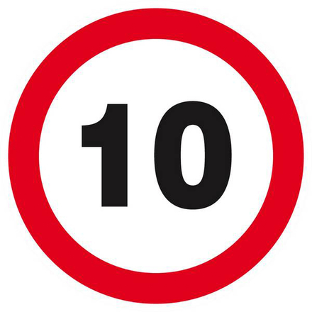 Panneau rigide INTERDIT DE ROULER A PLUS DE 10 KM/H D.80mm TALIAPLAST - 624260