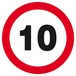 Panneau rigide INTERDIT DE ROULER A PLUS DE 10 KM/H D.80mm TALIAPLAST - 624260