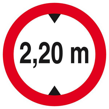 Panneau rigide INTERDIT AUX VEHICULES DE PLUS DE 2.20M DE HAUT D.80mm TALIAPLAST - 624275