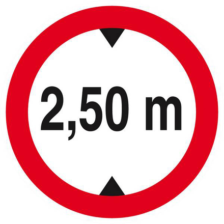 Panneau rigide INTERDIT AUX VEHICULES DE PLUS DE 2.50M DE HAUT D.80mm TALIAPLAST - 624276