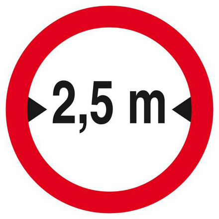 Panneau rigide INTERDIT AUX VEHICULES DE PLUS DE 2.50M DE LARGE D.80mm TALIAPLAST - 624279