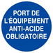 PORT DES EQUIPEMENTS ANTI-ACIDE OBLIGATOIRE D.80mm TALIAPLAST - 624535