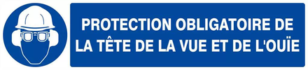 PANNEAU PROTECTION OBLIGATOIRE TETE/VUE/OUIE 330X75MM TALIAPLAST - 625501