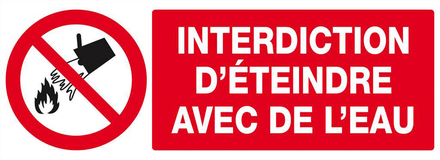 Panneau rigide INTERDICTION D'ETEINDRE AVEC DE L'EAU 330X120MM TALIAPLAST - 626213